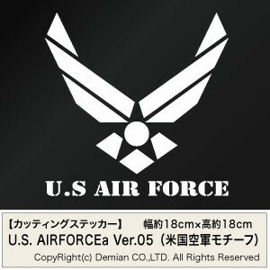 【U.S. AIRFORCE a ver.05 （米国空軍モチーフ） カッティングステッカー 2枚組 幅約18cm×高約18cm】