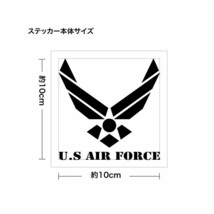 【U.S. AIRFORCE a ミニサイズ ver.05 （米国空軍モチーフ） カッティングステッカー 2枚組 幅約10cm×高約10cm】_画像2
