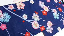 ジュニア★梅ｘ水玉★変り織り浴衣/藍色・150【新品】_画像3