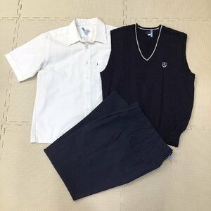 OT484 (中古) 栃木県 宇都宮短期大学附属高校 男子学生服 3点セット /L/W73/ベスト/半袖シャツ/ズボン/制服/冬服/夏服/学生服/卒業生品