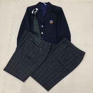 OT792-2 (中古) 栃木県 真岡西中学校 男子学生服 4点セット /指定品/L/W70/ブレザー/ズボン/ネクタイ/夏用/冬用/高校/学生服/制服/卒業生品