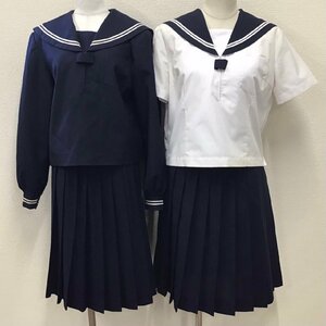 (Y)O251 (中古) 福島県 白沢中学校 5点セット /大きめ/175A/W75/セーラー/スカート/夏服/冬服/合服/中学校/高校/制服/女子学生/学生服