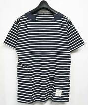 日本製 Nigel Cabourn ナイジェルケーボン ボーダー半袖カットソー ネイビー/ホワイト 48 Tシャツ Tee_画像1