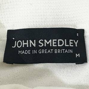 イギリス製 JOHN SMEDLEY ジョンスメドレー ボーダー コットンニット 半袖ポロシャツ ホワイト Mの画像6