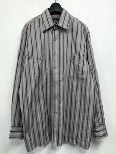 Needles ニードルス Cut-Off Bottom Regular Collar Stripe Shirt ストライプシャツ S グレー系