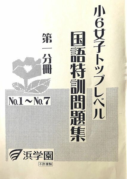 浜学園　小6 女子トップレベル　国語特訓問題集　第1文冊