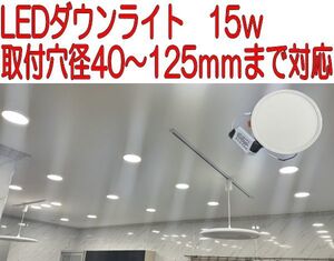 ダウンライト　LED　15W　電球色　3000K　埋込式　フラットパネル　可動式取付金具　取付穴径40～125ｍｍ　店舗　リビング　オフィス　①