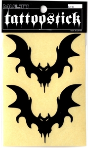 TATOO STICK BAT タトゥー リフレクターステッカー コウモリ ブラック 台紙G(約7.5×11cm) TSR-029-BAT-S