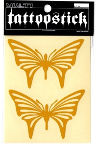 TATOO STICK BATT タトゥー リフレクターステッカー 蝶 イエロー 台紙H(約9.5×12.5cm) TSR-033-BATT-M