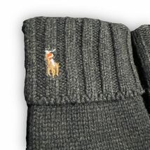 Y255★美品★PORO RALPH LAUREN ポロ ラルフローレン 手袋 グローブ ワンポイントロゴ ウール 牛革 ダークカラー カーキ ユニセックス 上品_画像4