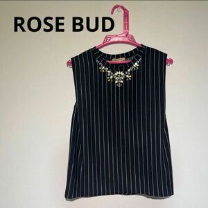 【未使用】ROSE BUD トップス　レディース　ワンサイズ ストライプ ノースリーブ　ストライプ　ローズバッド