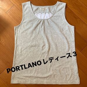 PORTLANO ポートランド　レディース　タンクトップ　ノースリーブ　3号　グレー　イカリ