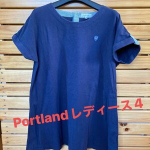 Portland ポートランド　半袖　ロングTシャツ　4 イカリボタン　マリン　半袖Tシャツ　チュニック