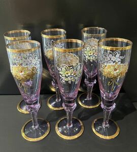  Venetian glass blur no glass champagne glass flute glass 6 customer set 