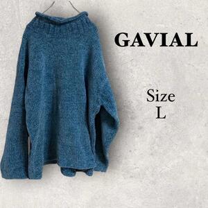 18a396 GAVIAL レディースセーターブルー　チュニック　厚いセーター