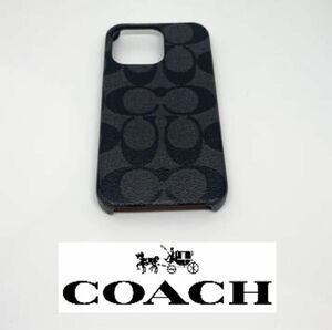 【未使用】coach コーチ iPhone13pro iPhoneケース GRAPHITE グラファイト 鑑定済 CO-401