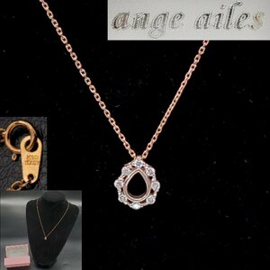 【宝蔵】美品 イタリア製 10K ange ailes 蹄型 ネックレス ピンクゴールド チェーン40cm アクセサリー 0.89g ジュエリー