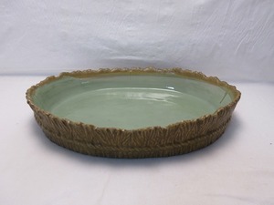 I07806 【 美品 華道具 水盤 生花用の花器 盆景 在銘 箱無 】 検) 茶道具 盆栽鉢 盆石 植木鉢 生け花 植物器 盆栽 飾り いけばな 盆栽 ⅳ