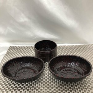 【中古/現状品/KSH】籃胎漆器 らんたい漆器 徳利袴 ミニ小判鉢 菓子鉢 菓子器 竹製漆器 3点セット　MZ0724