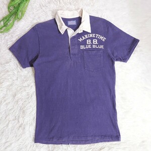 【送料210円】BLUE BLUE 聖林公司 ハリウッドランチマーケット 半袖ラガーシャツ 紫パープル 表記サイズ2 ポロシャツ　82272