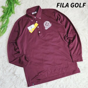 [ стоимость доставки 210 иен ]FILA GOLF полиэстер материалы *UV cut рубашка-поло с длинным рукавом ... цвет * wine red мужской Golf XL 82350