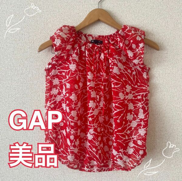 最終価格☆ Gap ☆ 試着のみ　小花柄　ブラウス　シャツ　透け感　赤　ギャップ　M