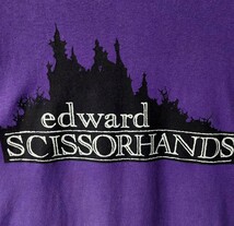 90's USA製 edward SCISSORHANDS プロモTシャツ Lサイズ シザーハンズ ジョニーデップ ティムバートン ムービーT 希少 レアT HANES _画像3