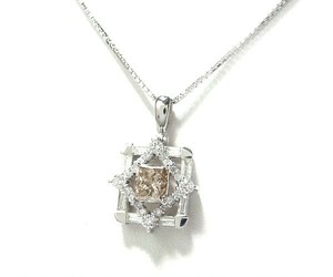 【緑屋質屋】特選ジュエリー　ブラウンダイヤモンドネックレス 1.086ct　K18WG【中古】