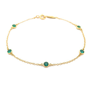 [ green shop pawnshop ] Tiffany color visor yard bracele 5P emerald 0.4ct K18YG[ used ]