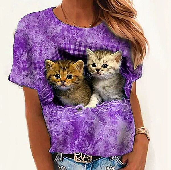 ☆迷子の子猫ちゃん☆ ◆超可愛いい迷子のこねこちゃん◆ 両面プリントTシャツ Mサイズ