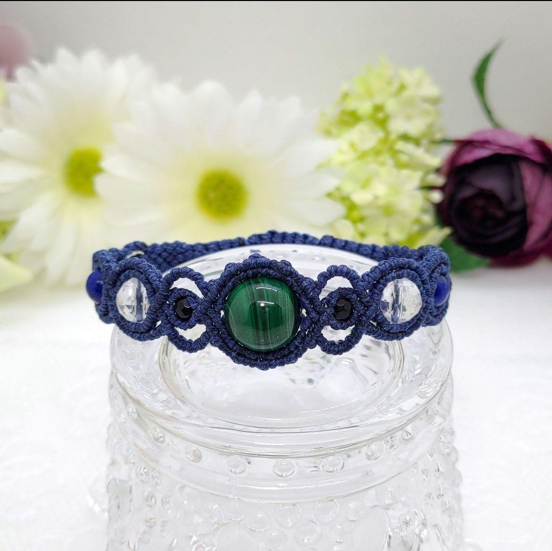 Natural stone macrame bracelet◆Malachite◆Lapis lazuli◆Onyx◆Aventurine, Handmade, Accessories (for women), others