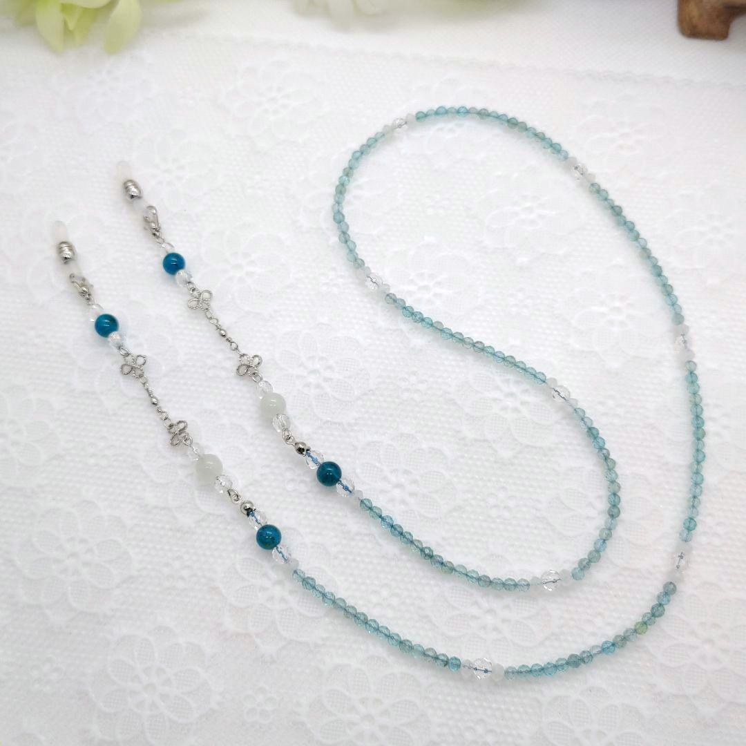 Cordon à lunettes en pierre naturelle◆Apatite◆Pierre de Lune◆Pierre de Lune Bleue◆Cristal, Fait main, Accessoires (pour femmes), autres