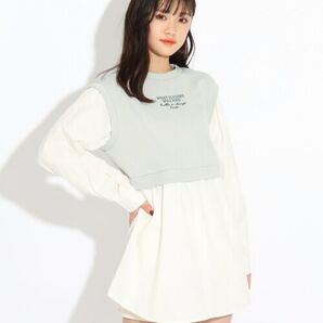 (新品)ピンクラテ シャツレイヤード風 ワンピース 150