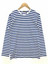 marimekko Pitkahiha2017 綿100％ ボーダー ロング カットソー sizeXS/青×白 ■◇◎ ☆ dga3 レディース_画像1