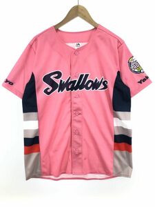 Ｍajestic ベースボールシャツ カットソー sizeF/ピンク ■■ ☆ dgb0 メンズ