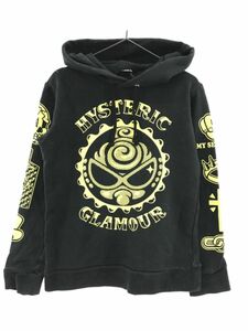 HYSTERIC GLAMOUR ヒステリックグラマー 綿混 プルオーバー パーカー 130cm 黒ｘ黄 ◇■ ☆ dgc5 子供服