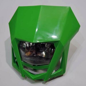 新品 オフロード 汎用 ヘッドライトカウル 06 緑 H4 マスク be