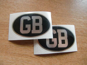 送料無料 GB Decal Sticker black & chrome ヘルメット ステッカー シール デカール 75mm x 50mm 2枚セット