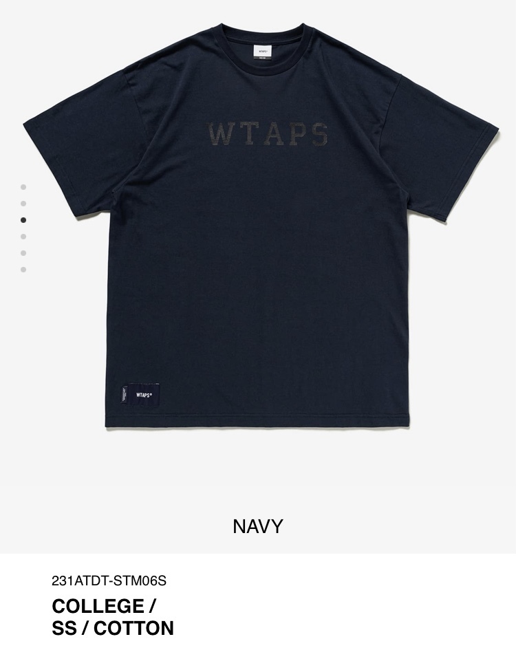 23SS WTAPS COLLEGE SS COTTON カレッジ Tシャツ-