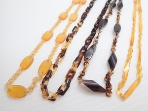 N701　本鼈甲　ネックレス　4本セット　べっ甲製　べっ甲チェーン　レトロ/アクセサリー　Vintage tortoiseshell necklace