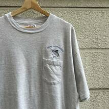 90s USA製 ライトグレー 半袖Tシャツ ワンポイント 刺繍 ポケT ポケット付きTシャツ Hanes ヘインズ アメリカ製 古着 vintage ヴィンテージ_画像1