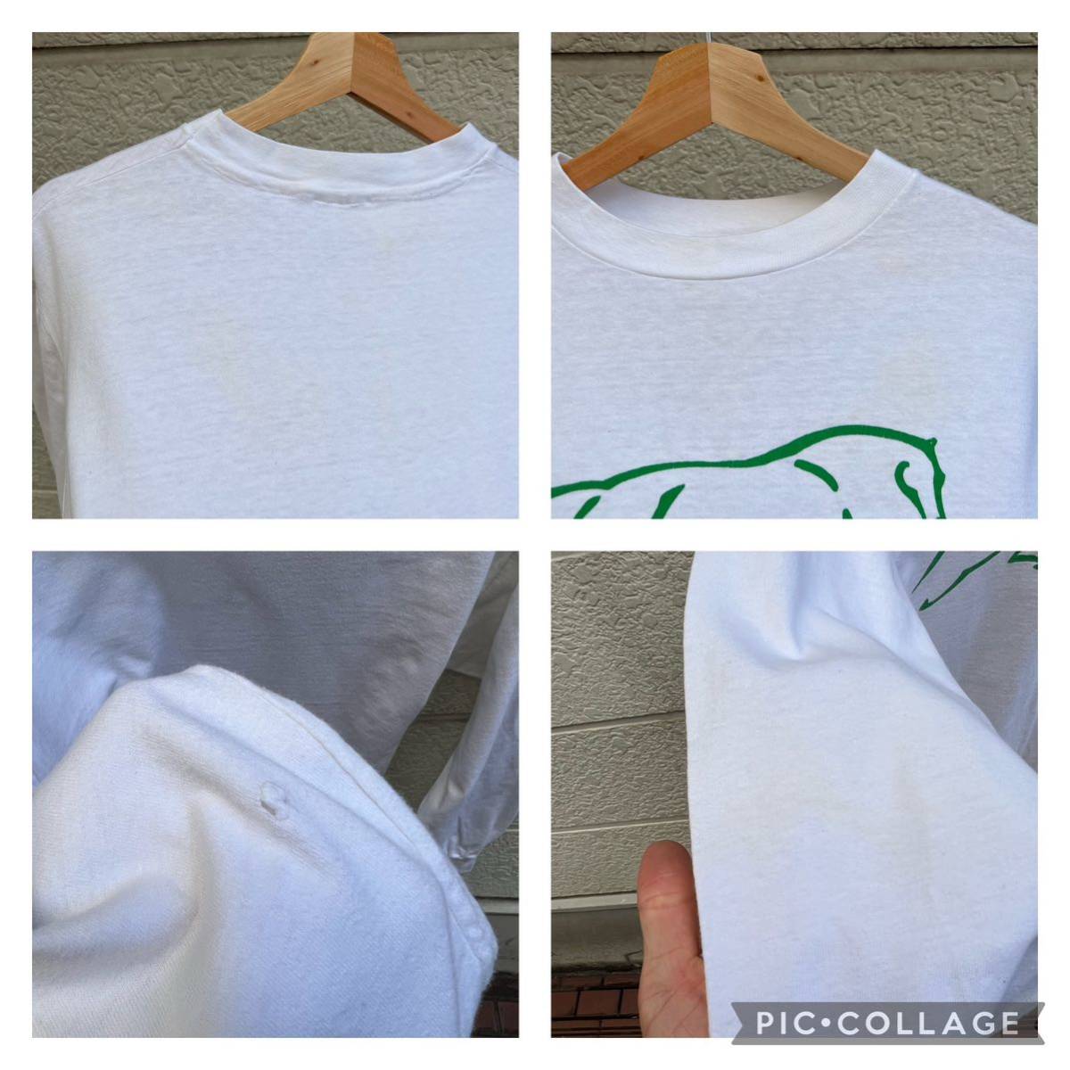80s 90s USA製 白 長袖Tシャツ ロングTシャツ ロンT 馬 アニマル