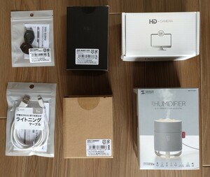 サンワサプライ　5点セット　ウェブカメラ　USB加湿器　ブルートゥースマウス　Lightningケーブル　など