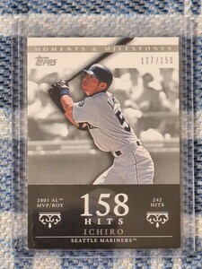 2007 Topps #6 ICHIRO SUZUKI Moments & Milestones 158 Hits 127/150 Seattle Mariners