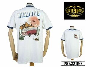 【送料無料 44%OFF】UNIVERD72 ユニバード72 プリント リンガーTEEシャツ 「ROAD TRIP」柄 NO.22100 WHITE×BLUE _XLサイズ