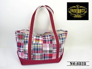 【送料無料 40%OFF】UNIVERD72 ユニバード72 マドラスパッチワーク トートバッグ TOTO BAG NO.6828 RED