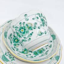 Meissen インドの華 マイセン カップ&ソーサー トリオ グリーン 1級品_画像5