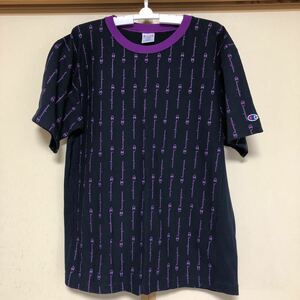 美品Championチャンピオン半袖リバースウィーブTシャツ　メンズＬサイズ ネイビー×紫　送料無料