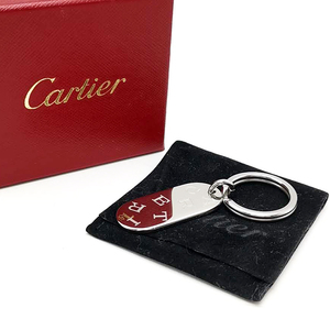 送料無料 超美品 カルティエ Cartier キーリング ロゴ プレート キーホルダー 小物 銀 シルバー系 メンズ レディース
