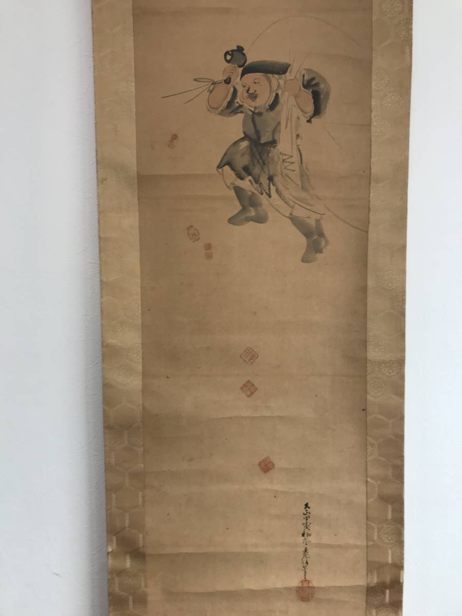 ★[Rare item, Japanese hanging scroll, ink painting hanging scroll] Daikokuten painting by Kojima Kagenobu★Authenticity guaranteed!, Artwork, Painting, Ink painting